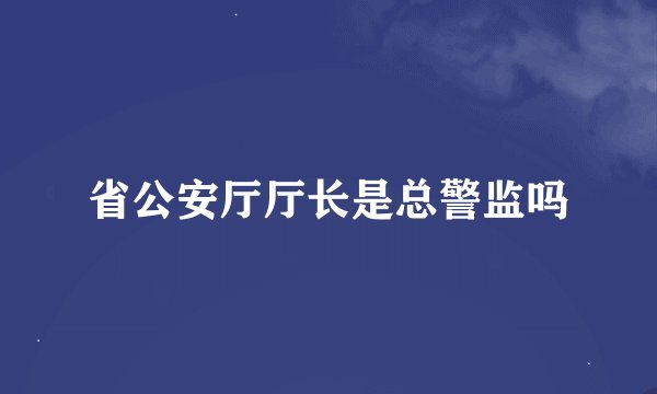 省公安厅厅长是总警监吗