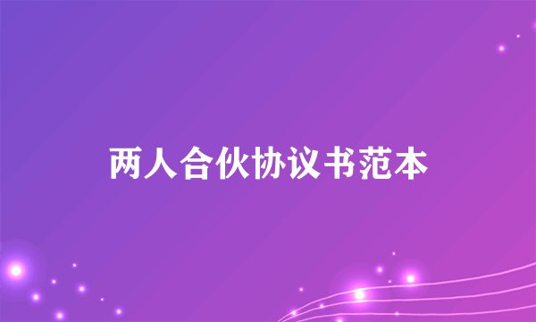 两人合伙协议书范本