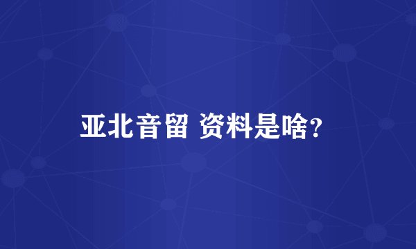 亚北音留 资料是啥？