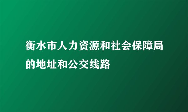 衡水市人力资源和社会保障局的地址和公交线路