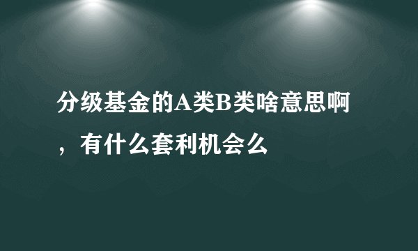 分级基金的A类B类啥意思啊，有什么套利机会么