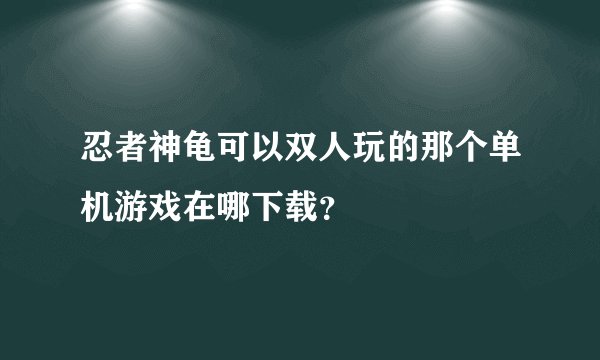 忍者神龟可以双人玩的那个单机游戏在哪下载？