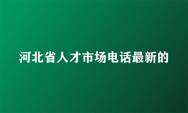 河北省人才市场电话最新的