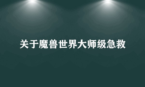 关于魔兽世界大师级急救