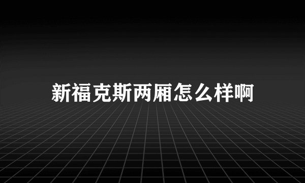 新福克斯两厢怎么样啊
