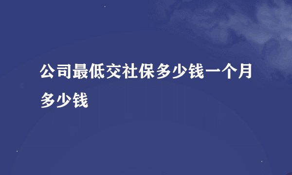 公司最低交社保多少钱一个月多少钱