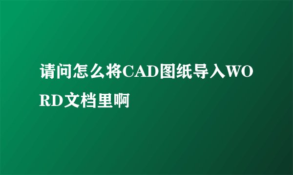 请问怎么将CAD图纸导入WORD文档里啊