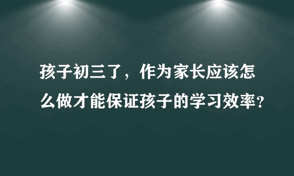 孩子初三了，作为家长应该怎么做才能保证孩子的学习效率？