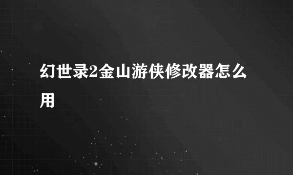 幻世录2金山游侠修改器怎么用