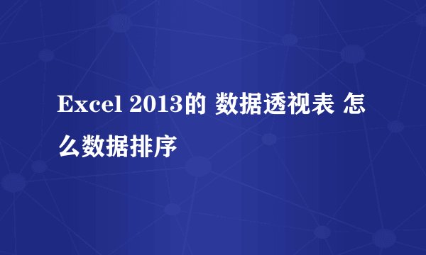 Excel 2013的 数据透视表 怎么数据排序