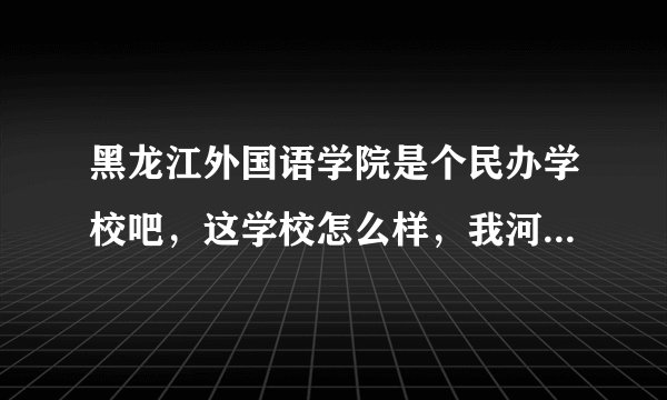 黑龙江外国语学院是个民办学校吧，这学校怎么样，我河南理科的，我想补报道那，怎么样