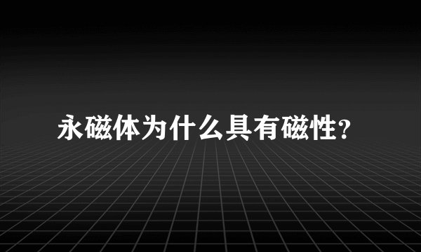 永磁体为什么具有磁性？