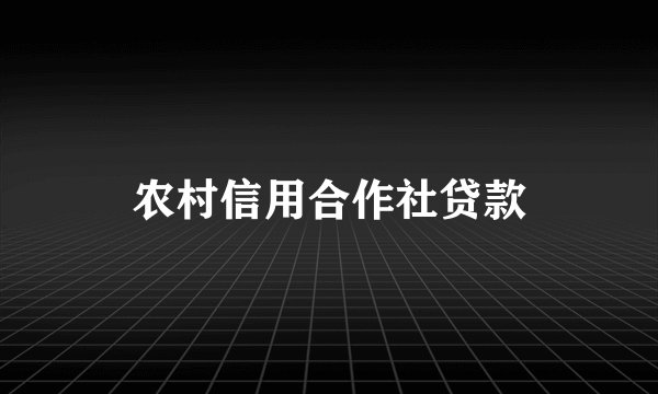 农村信用合作社贷款