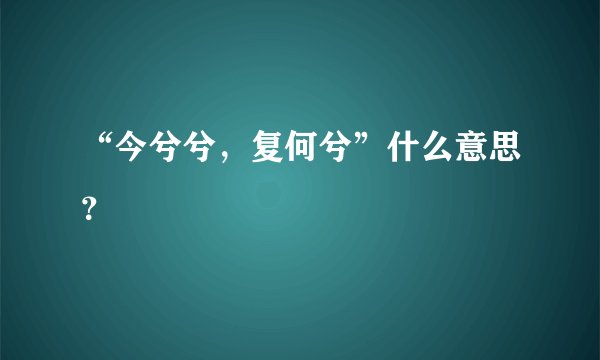 “今兮兮，复何兮”什么意思？