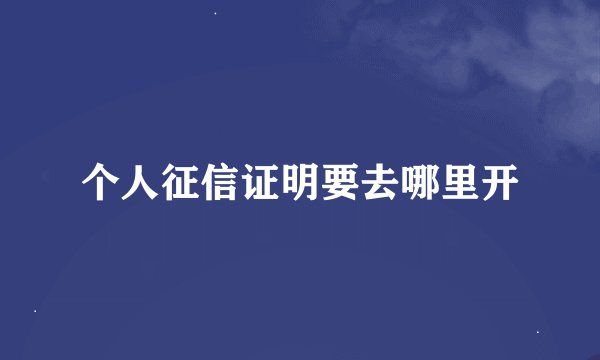 个人征信证明要去哪里开