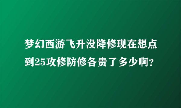 梦幻西游飞升没降修现在想点到25攻修防修各贵了多少啊？
