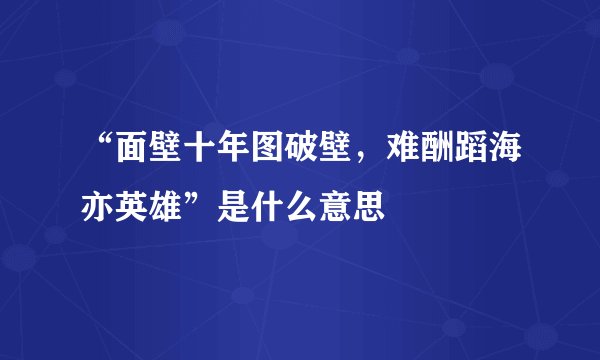 “面壁十年图破壁，难酬蹈海亦英雄”是什么意思