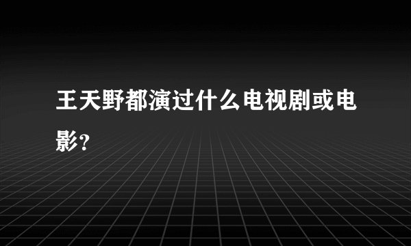 王天野都演过什么电视剧或电影？