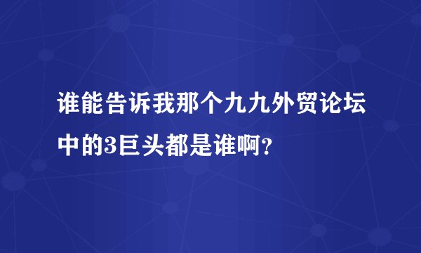 谁能告诉我那个九九外贸论坛中的3巨头都是谁啊？