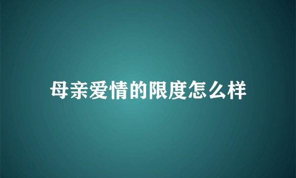 母亲爱情的限度怎么样