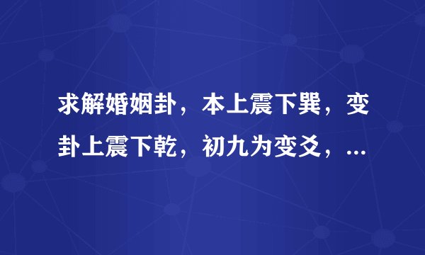 求解婚姻卦，本上震下巽，变卦上震下乾，初九为变爻，起卦时间2010.11.19.22.10，需要更仔细的资质。