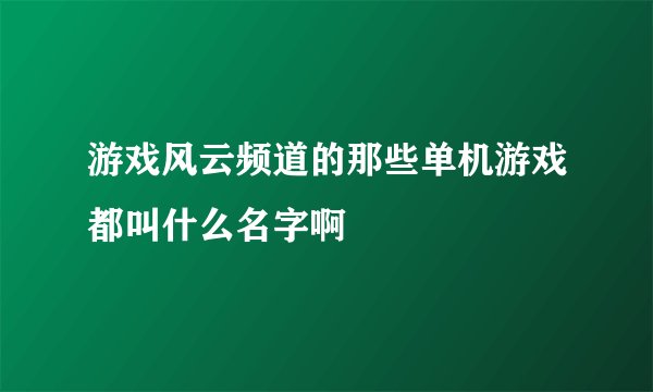 游戏风云频道的那些单机游戏都叫什么名字啊