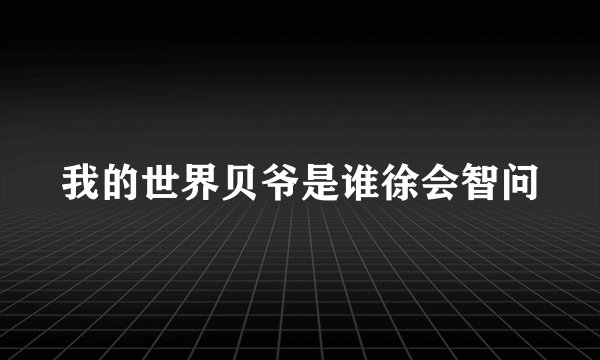 我的世界贝爷是谁徐会智问
