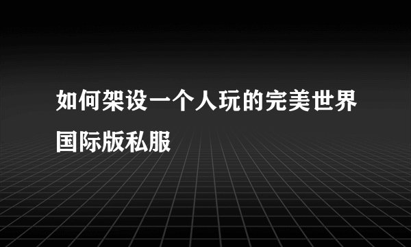 如何架设一个人玩的完美世界国际版私服