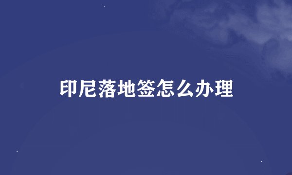 印尼落地签怎么办理