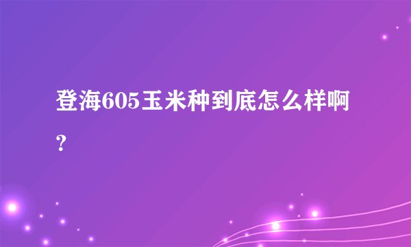 登海605玉米种到底怎么样啊？