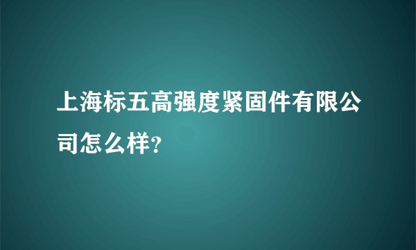 上海标五高强度紧固件有限公司怎么样？