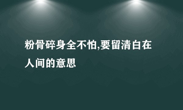 粉骨碎身全不怕,要留清白在人间的意思