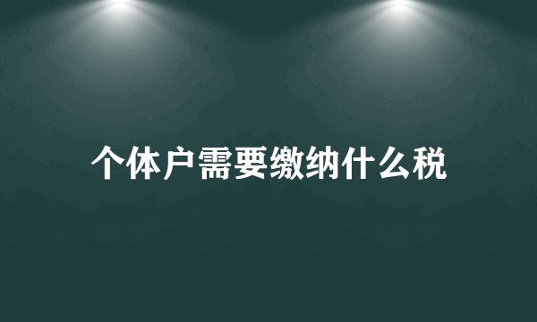 个体户需要缴纳什么税