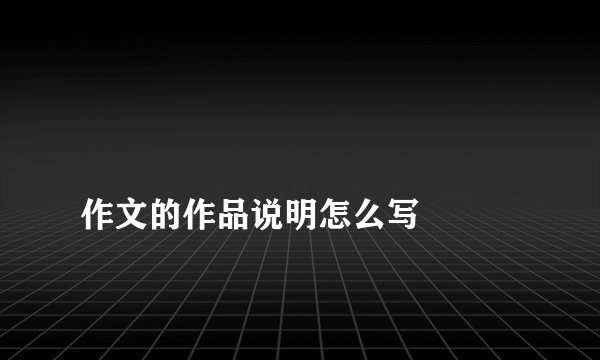 
作文的作品说明怎么写

