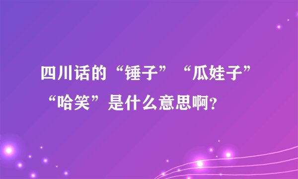 四川话的“锤子”“瓜娃子”“哈笑”是什么意思啊？