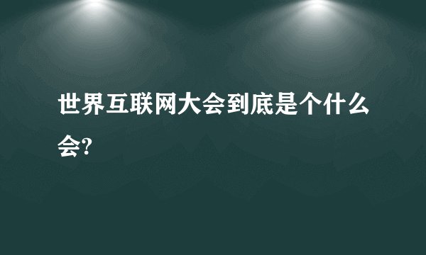 世界互联网大会到底是个什么会?