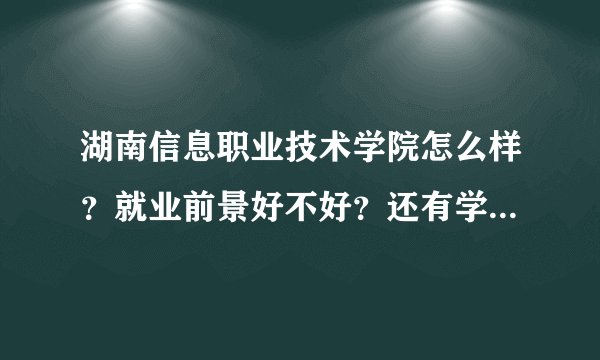 湖南信息职业技术学院怎么样？就业前景好不好？还有学校环境？