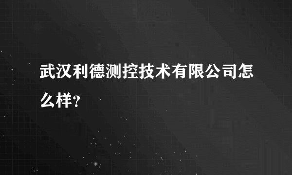 武汉利德测控技术有限公司怎么样？