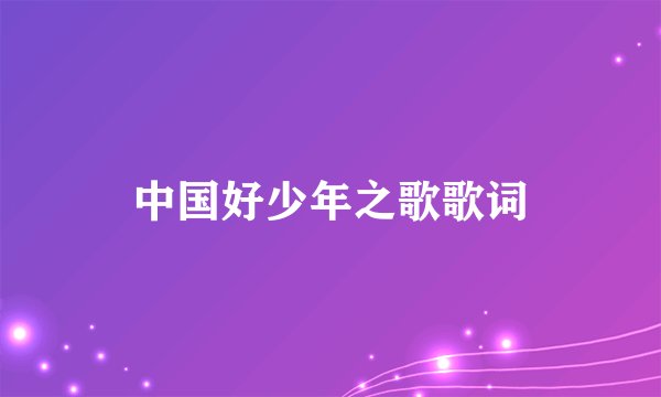 中国好少年之歌歌词