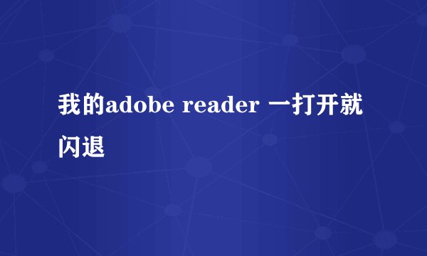 我的adobe reader 一打开就闪退