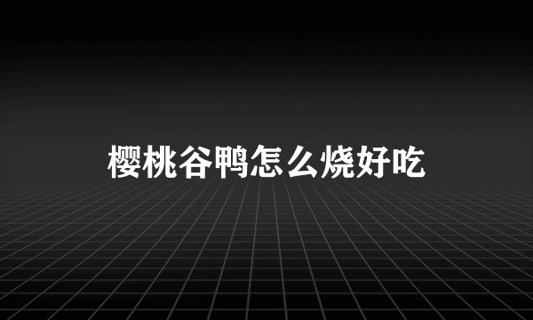 樱桃谷鸭怎么烧好吃