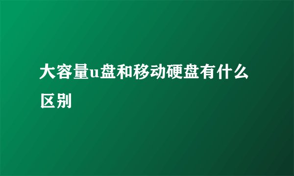 大容量u盘和移动硬盘有什么区别