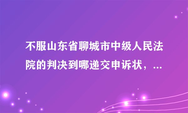 不服山东省聊城市中级人民法院的判决到哪递交申诉状，邮信寄到哪里，谁能告诉我，谢谢了!