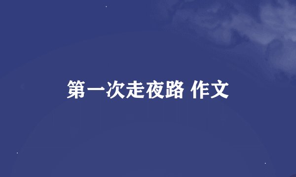 第一次走夜路 作文