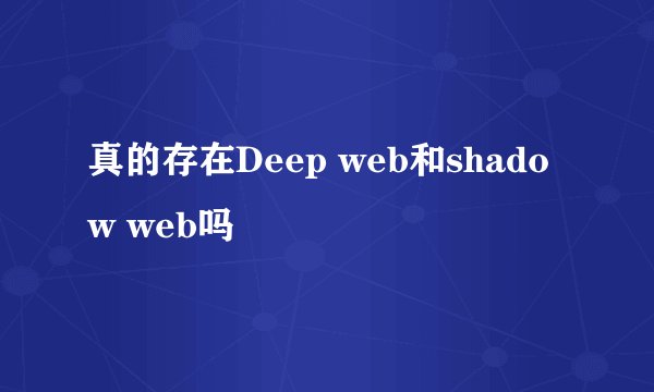 真的存在Deep web和shadow web吗