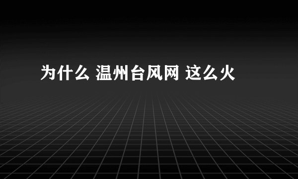 为什么 温州台风网 这么火