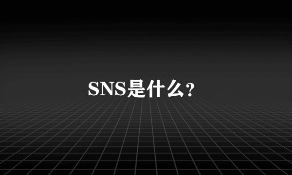 SNS是什么？