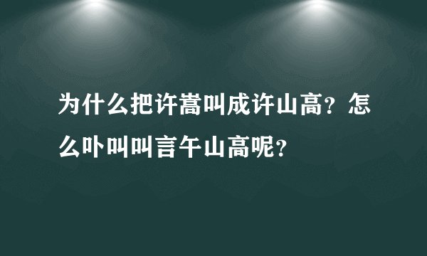 为什么把许嵩叫成许山高？怎么卟叫叫言午山高呢？