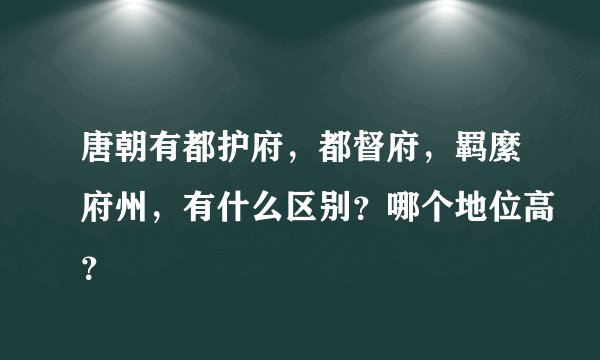 唐朝有都护府，都督府，羁縻府州，有什么区别？哪个地位高？