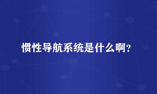 惯性导航系统是什么啊？